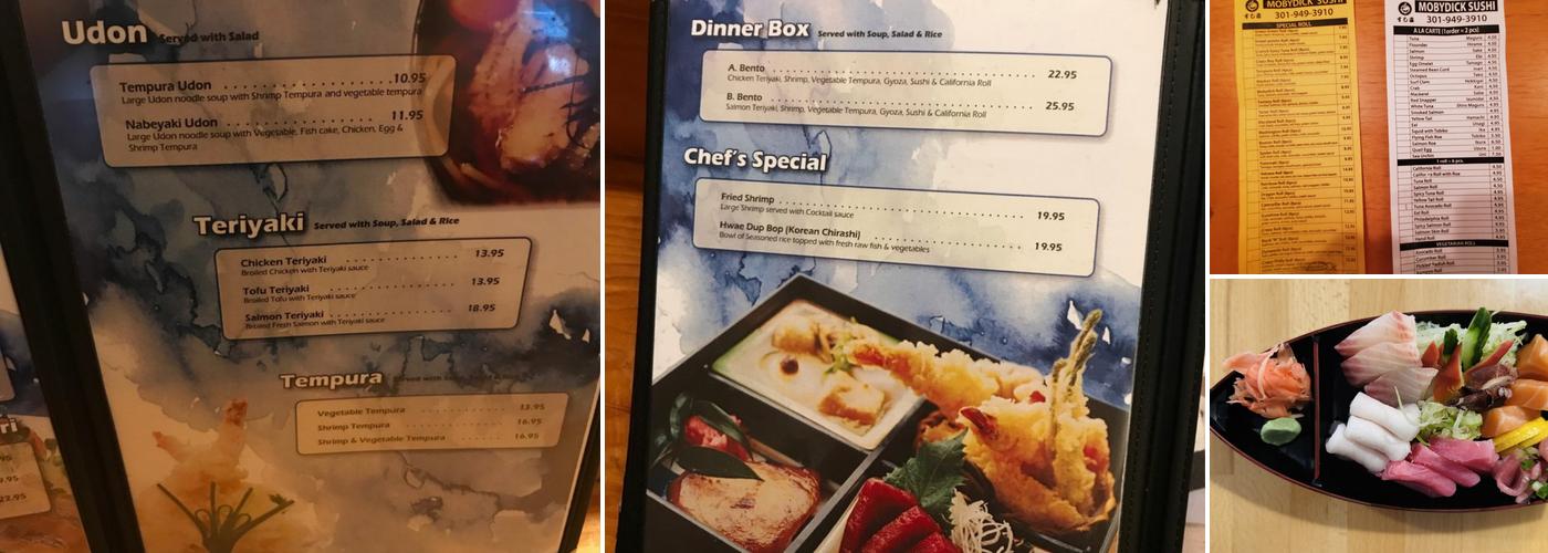 Moby Dick Sushi Menu