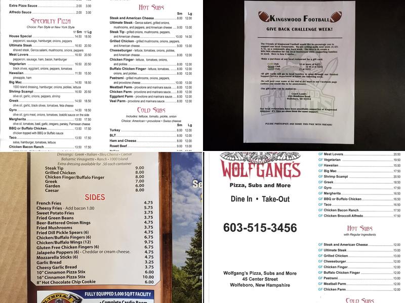 Wolfgang's Pizza Subs & More Menu