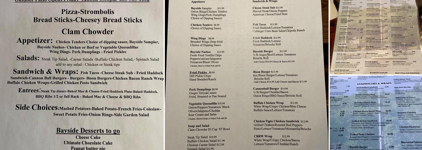 Bayside Grill & Tavern Menu