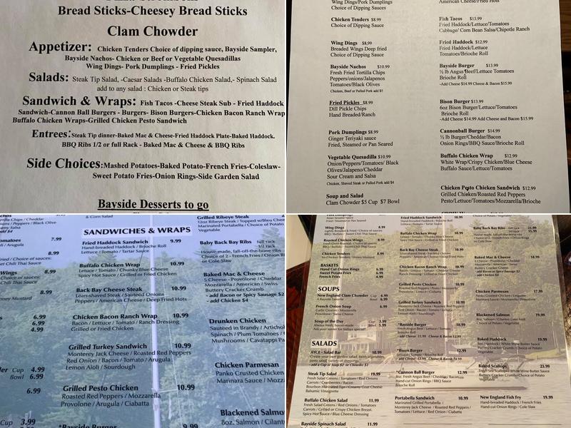 Bayside Grill & Tavern Menu