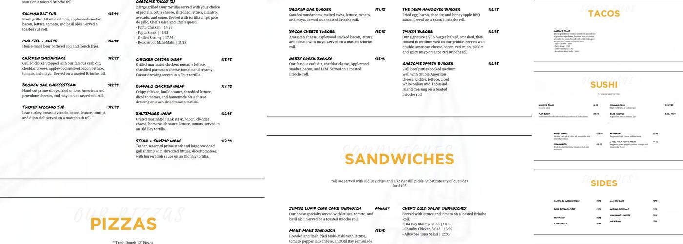 Broken Oar Bar & Grill Menu
