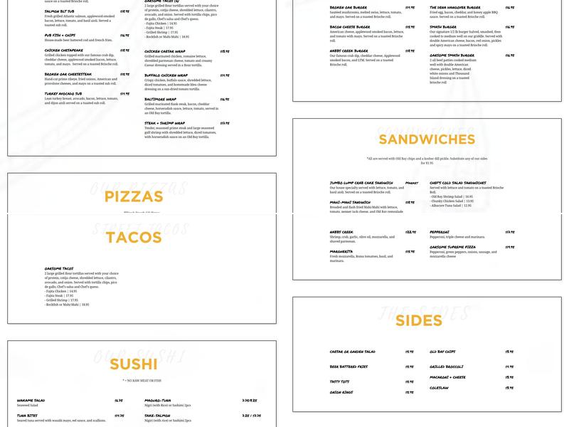 Broken Oar Bar & Grill Menu