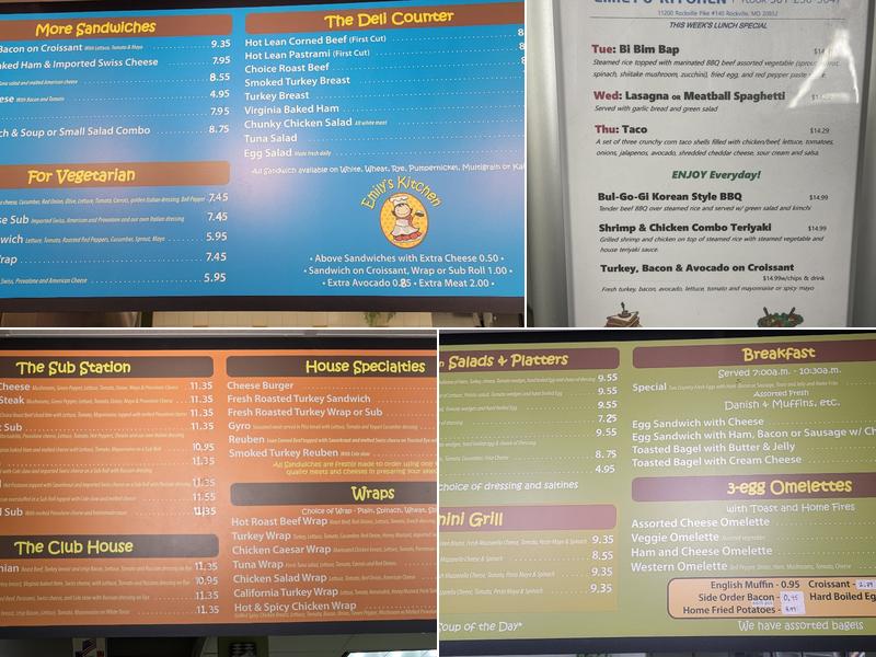 Emily's Kitchen Menu