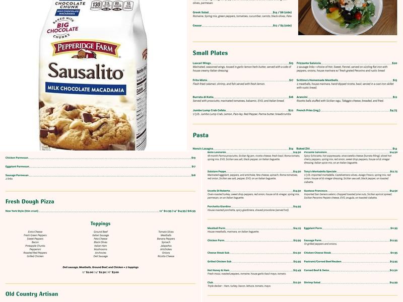 Scittino's Italian Market Place Menu