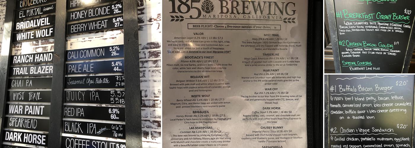 1850 Restaurant and Brewery Menu