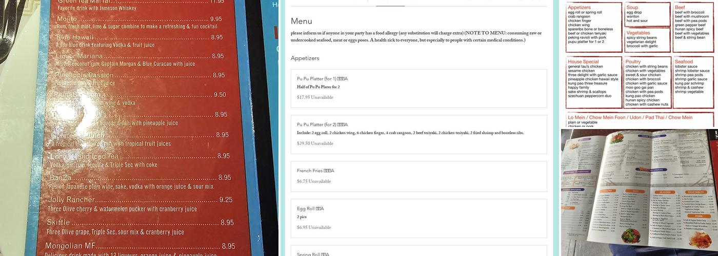 Yang Ming Menu