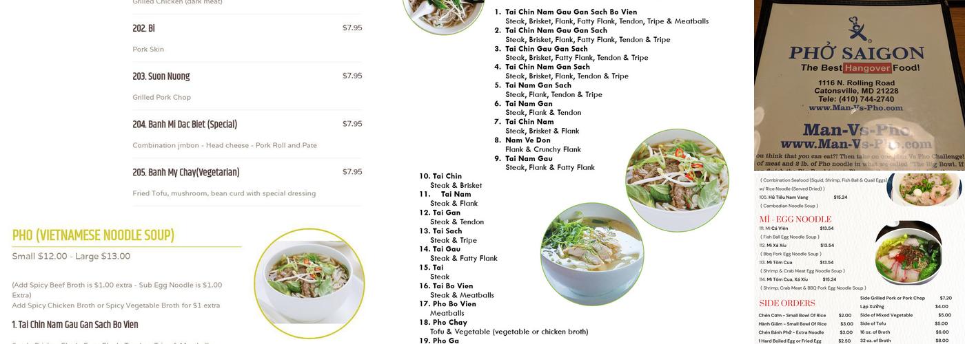 Pho Saigon Menu