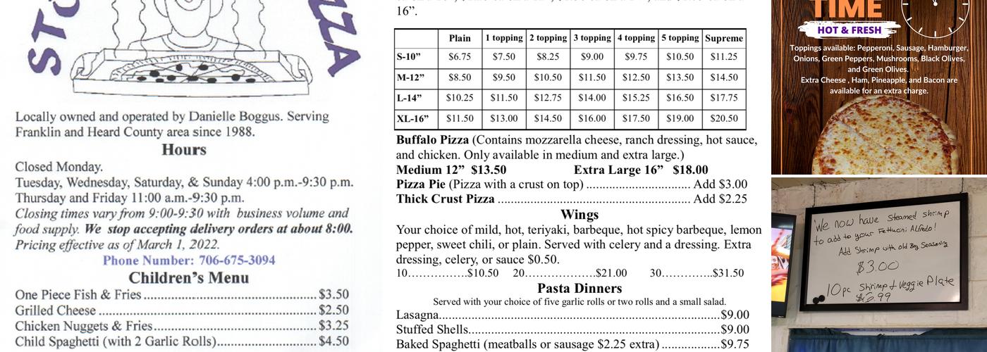 Store To Door Pizza Menu