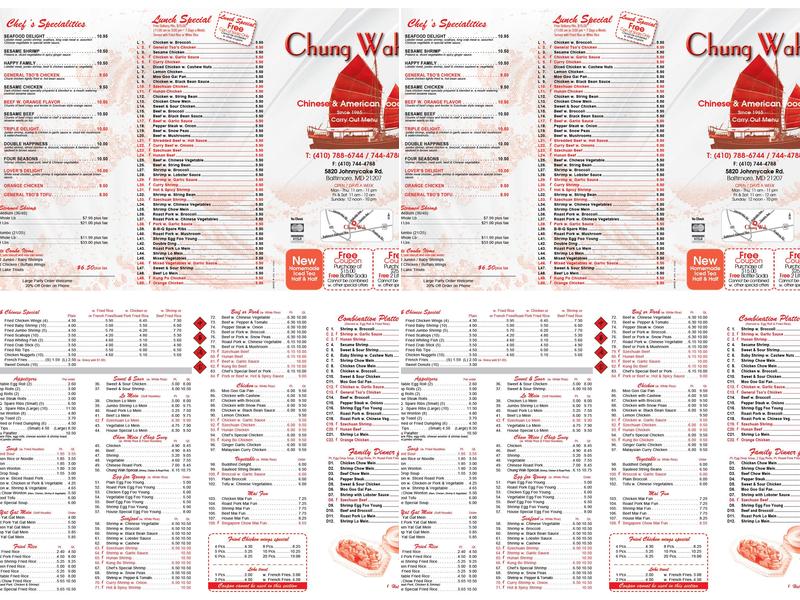 Chung Wah Restaurant Menu