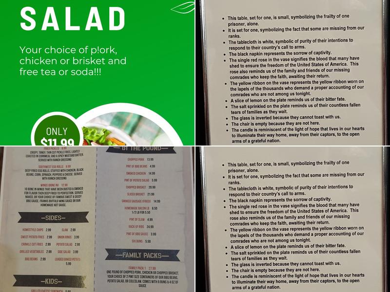 Fox Creek BBQ Restaurant Menu