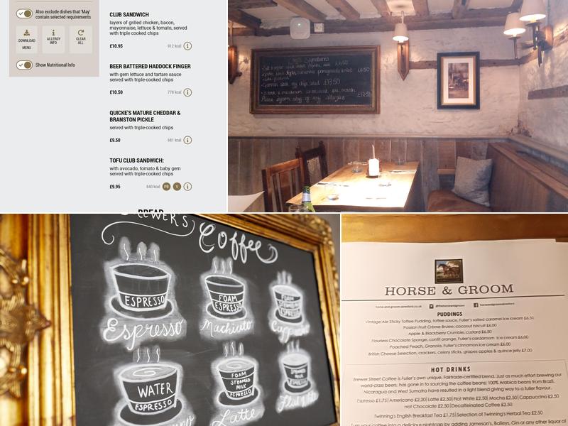 The Horse & Groom, Alresford Menu