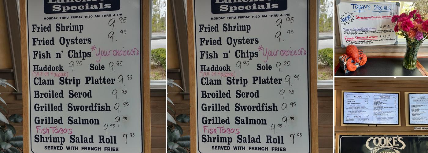 Cooke's Seafood - Mashpee Menu