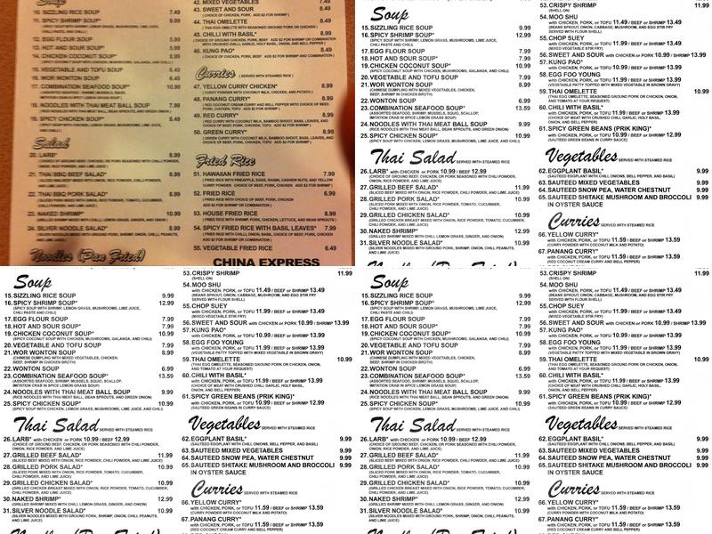 China Express Menu