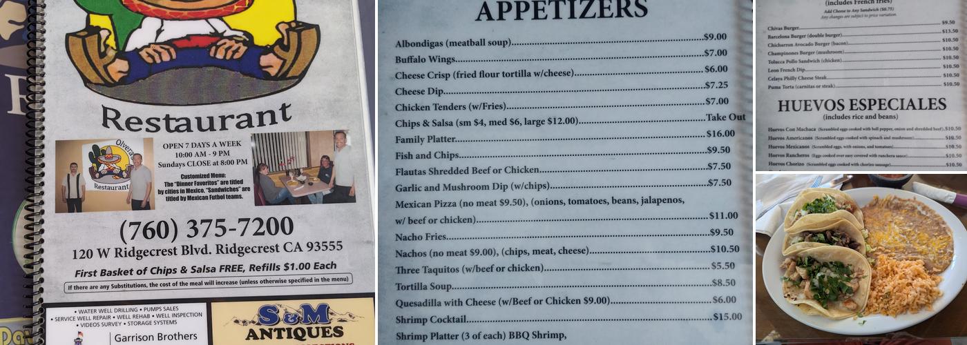Olvera's Menu