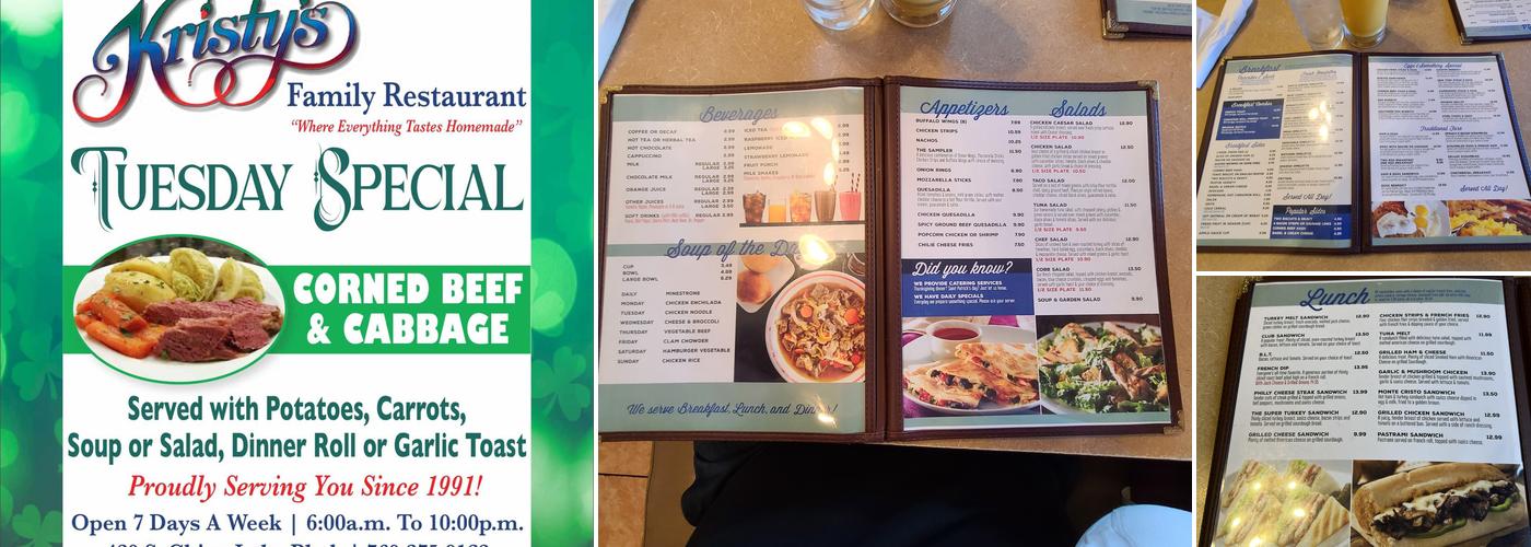 Kristy's Family Restaurant Menu