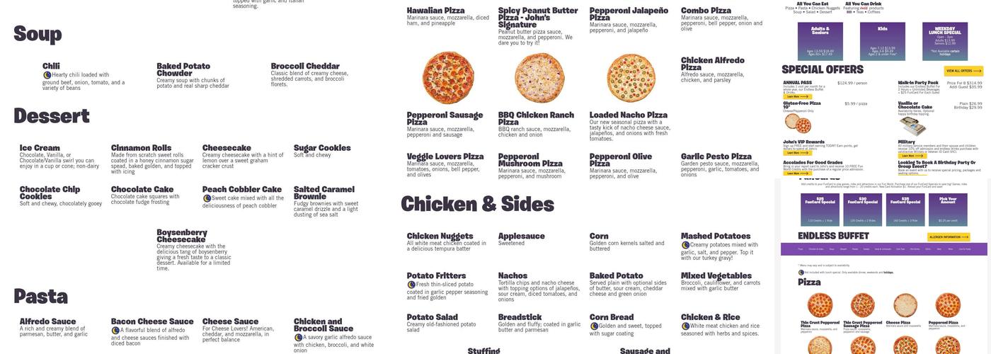 John's Pizza Menu
