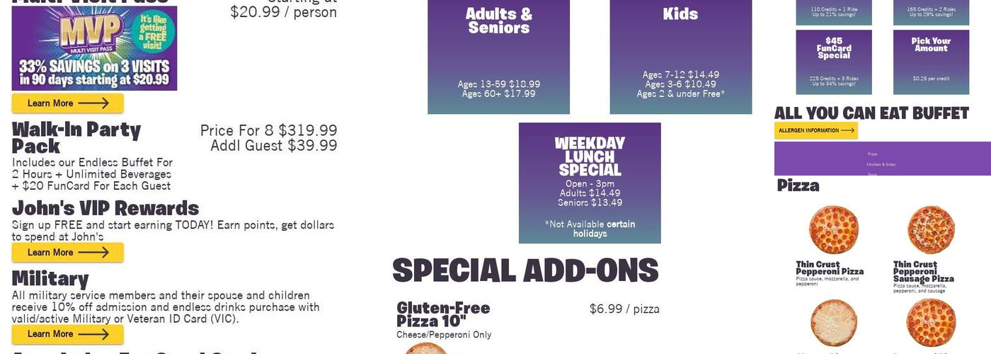 John's Pizza Menu