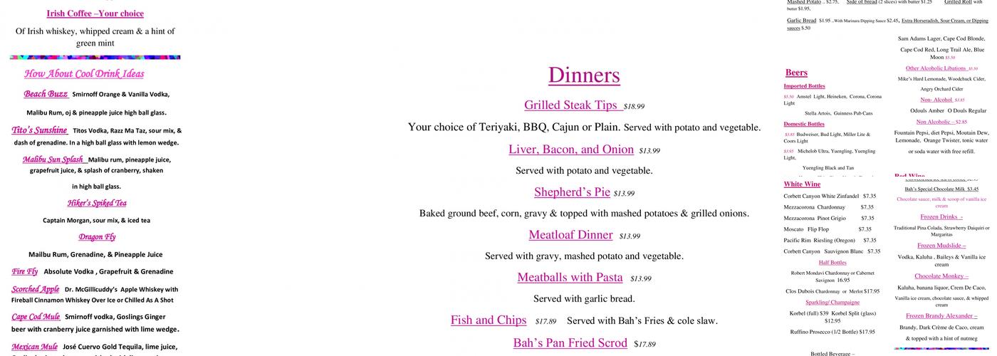 Black Sheep Bah & Grill Menu