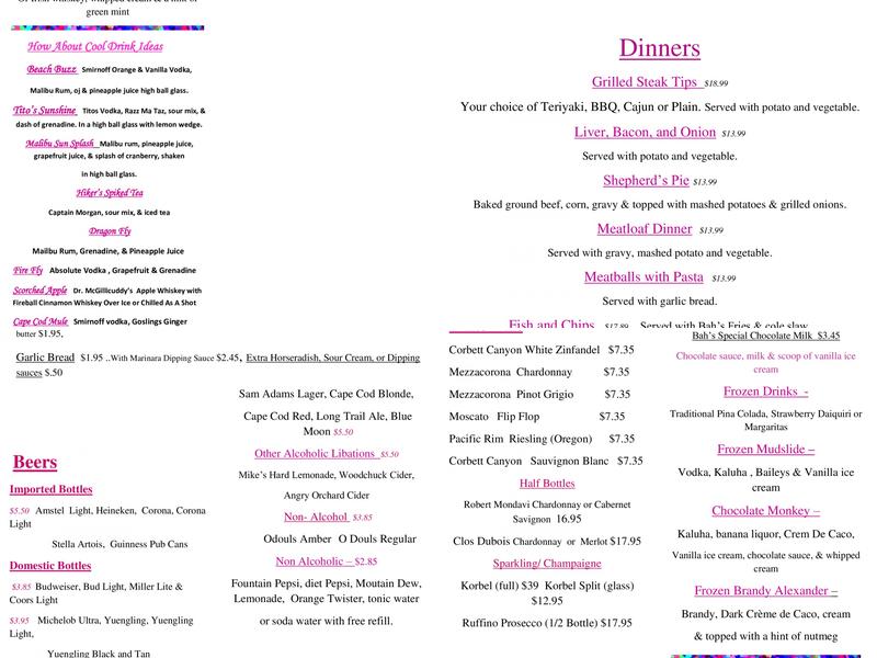 Black Sheep Bah & Grill Menu
