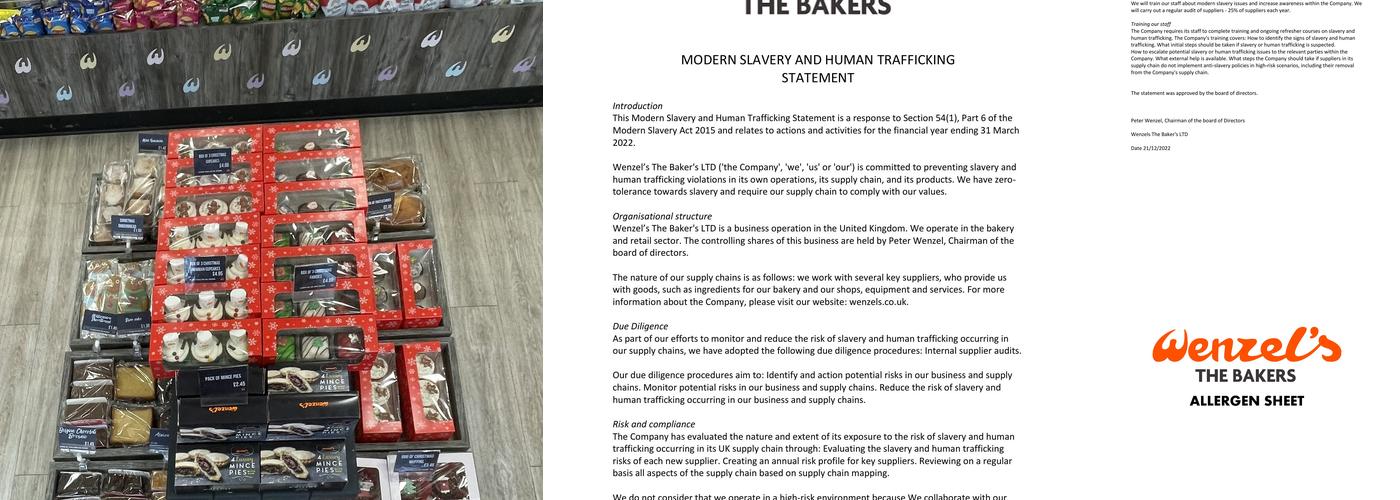 Wenzel's the Bakers Menu