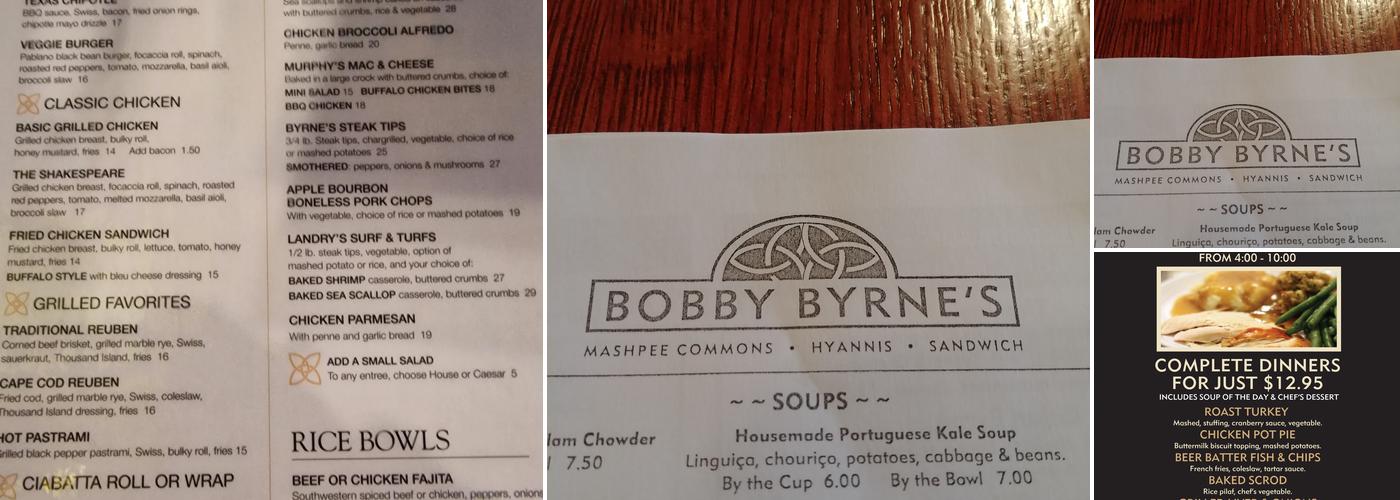Bobby Byrne's Menu