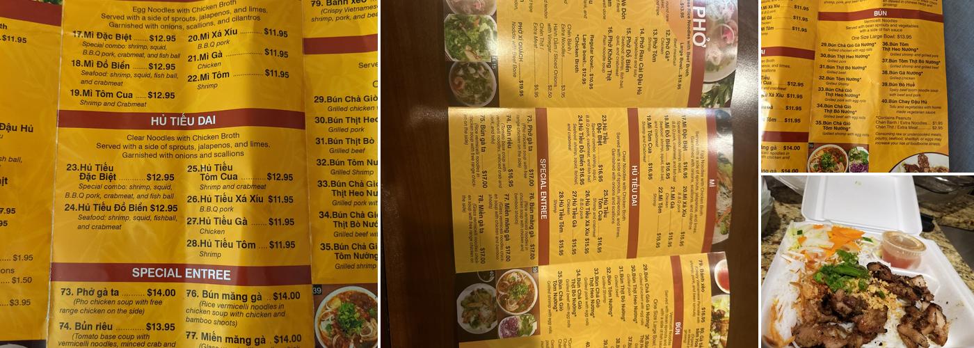 Pho Pasteur Menu