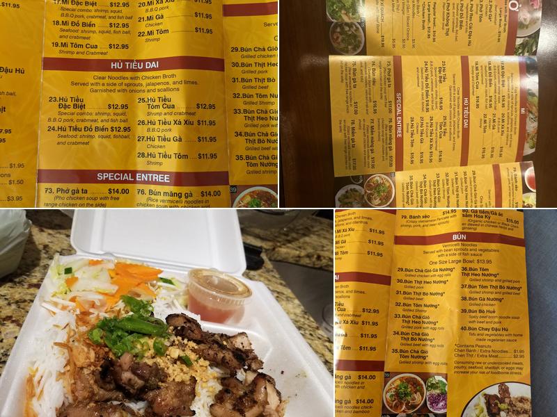 Pho Pasteur Menu