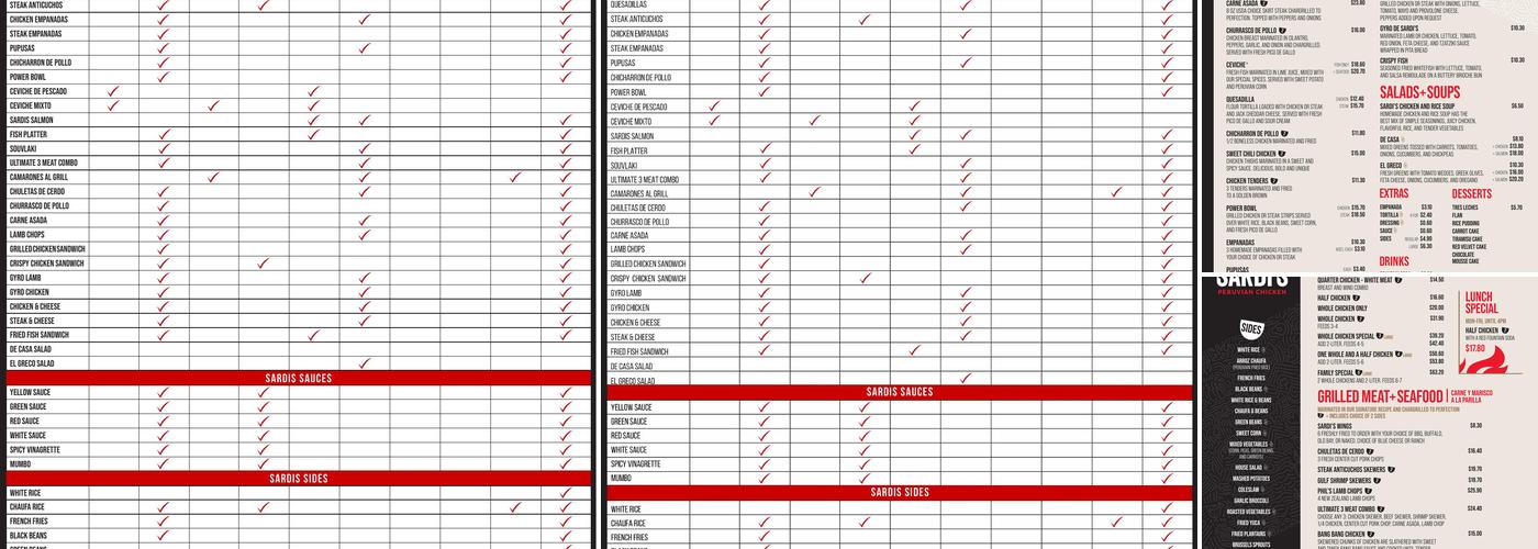 Sardi's Pollo A La Brasa - Gaithersburg Menu