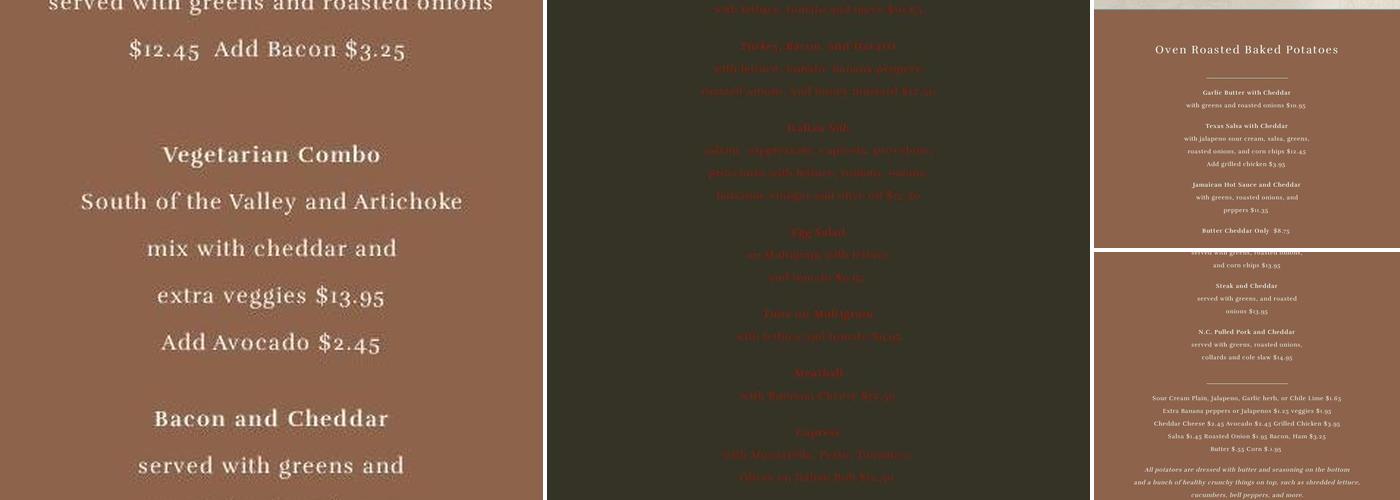 Potato Valley Café Menu