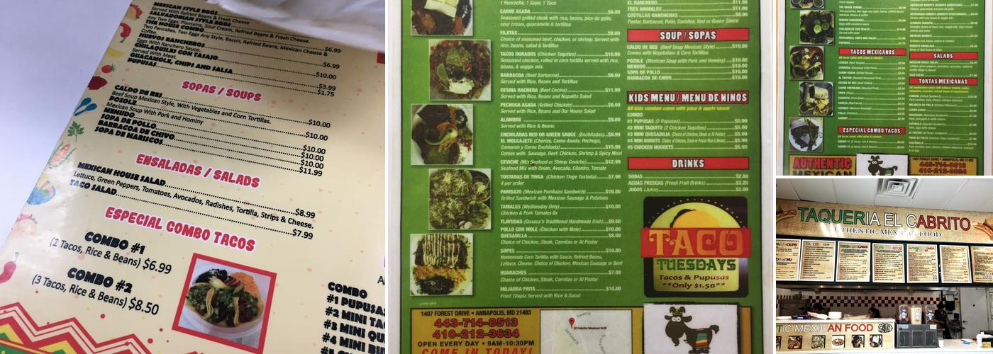 El Cabrito Mexican Grill Menu