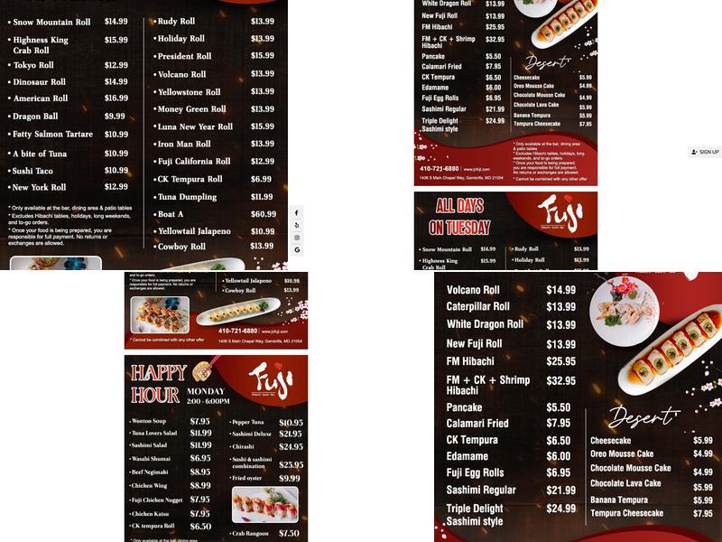 Fuji Hibachi Sushi & Lava Bar Menu