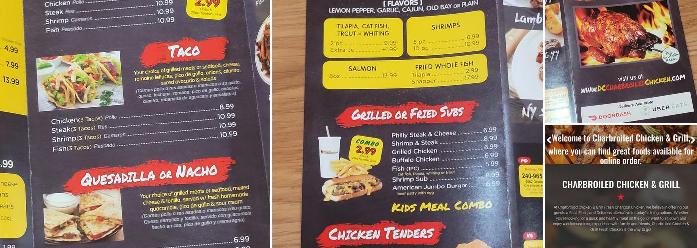 DC Charcoal Chicken Menu