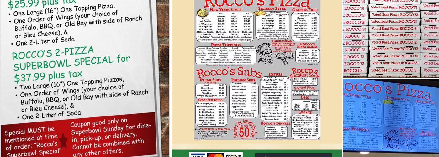 Rocco's Pizzeria Menu