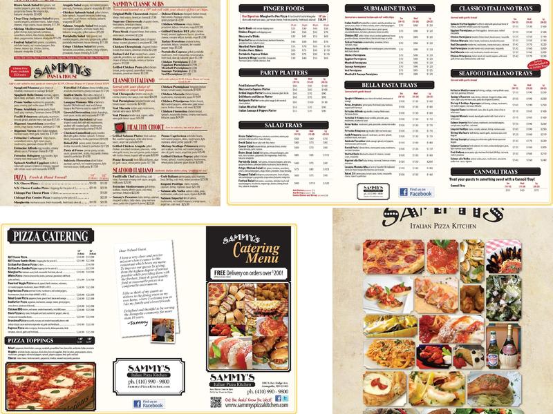 Sammy's Italian Pizza Kitchen Menu
