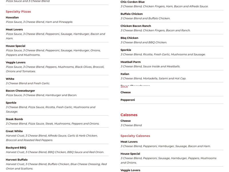 Bruchetti's Pizzeria Menu