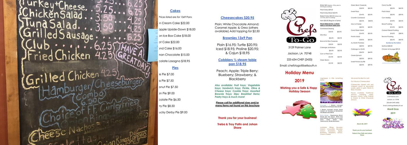 Chef's To Go Menu