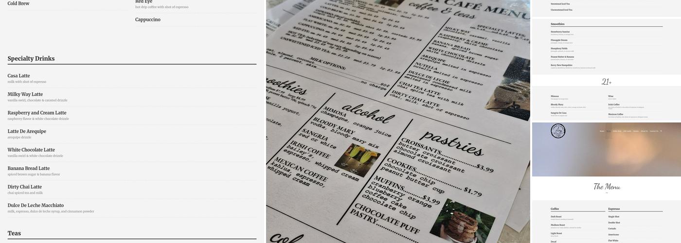 Casa Java Café Menu