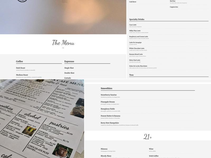 Casa Java Café Menu