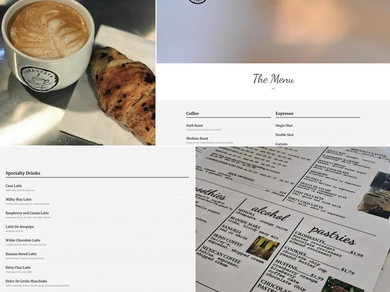 Casa Java Café Menu