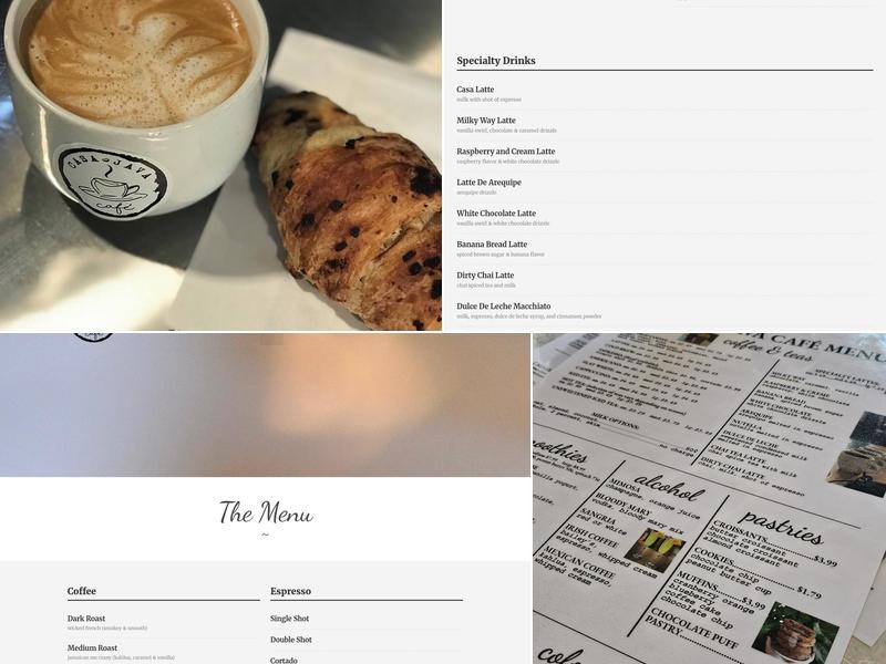 Casa Java Café Menu