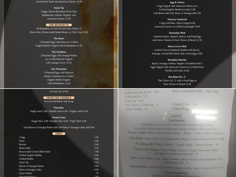 Benson's Cafe Menu