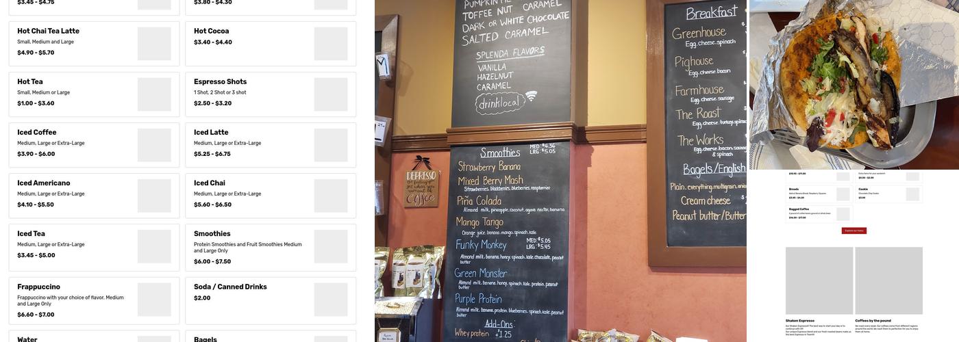 Coffee Factory Menu