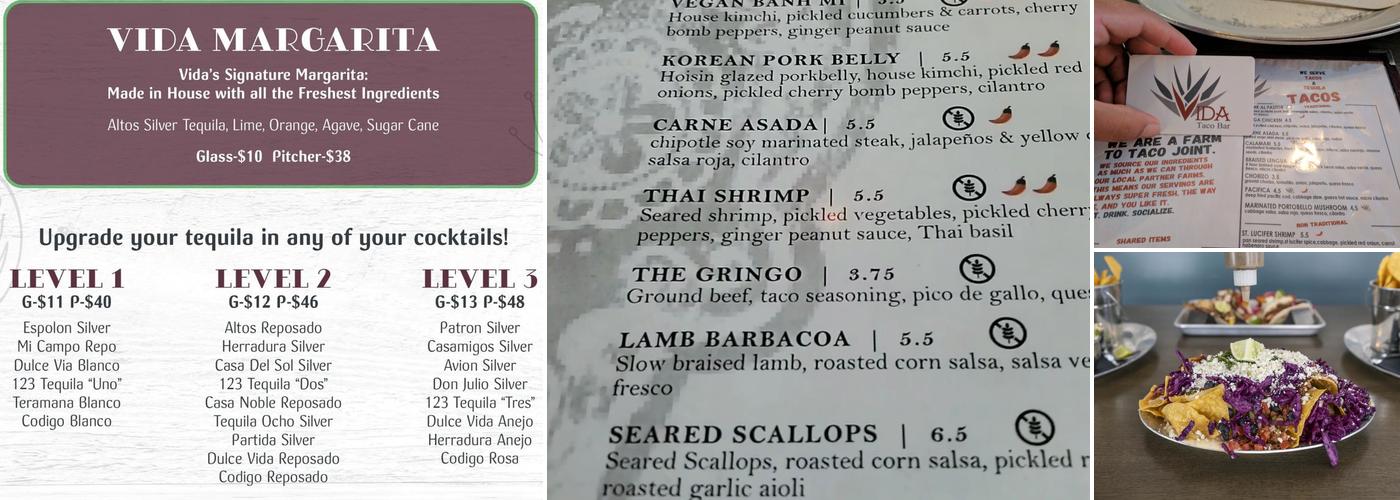 Vida Taco Bar Menu