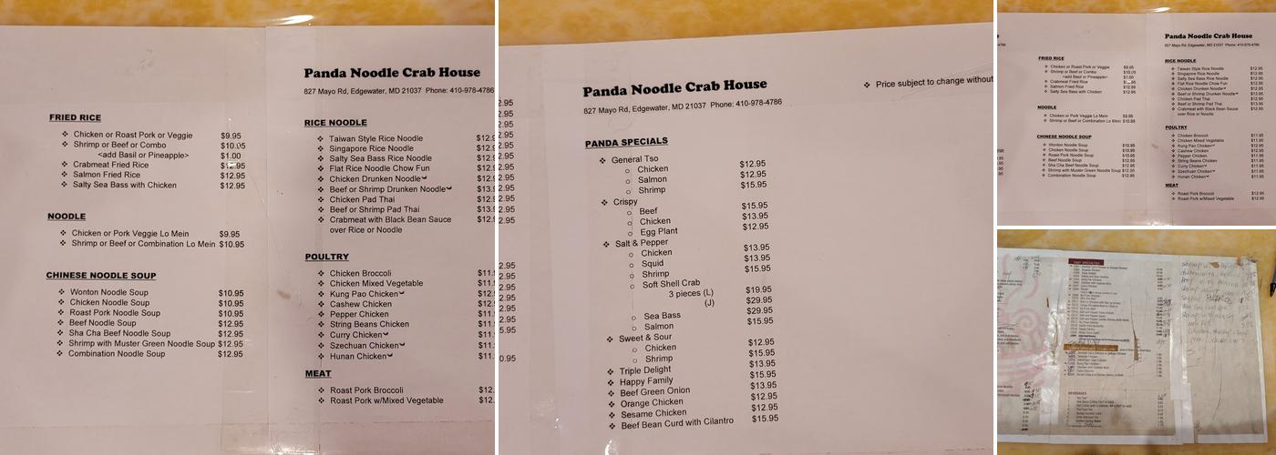 Panda Noodle House Menu