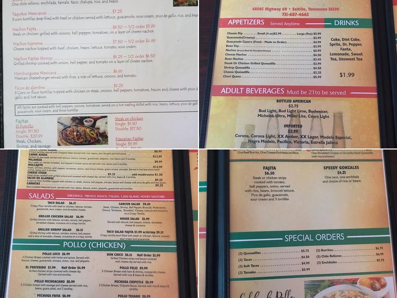 El Potrillo Mexican Restaurant Menu