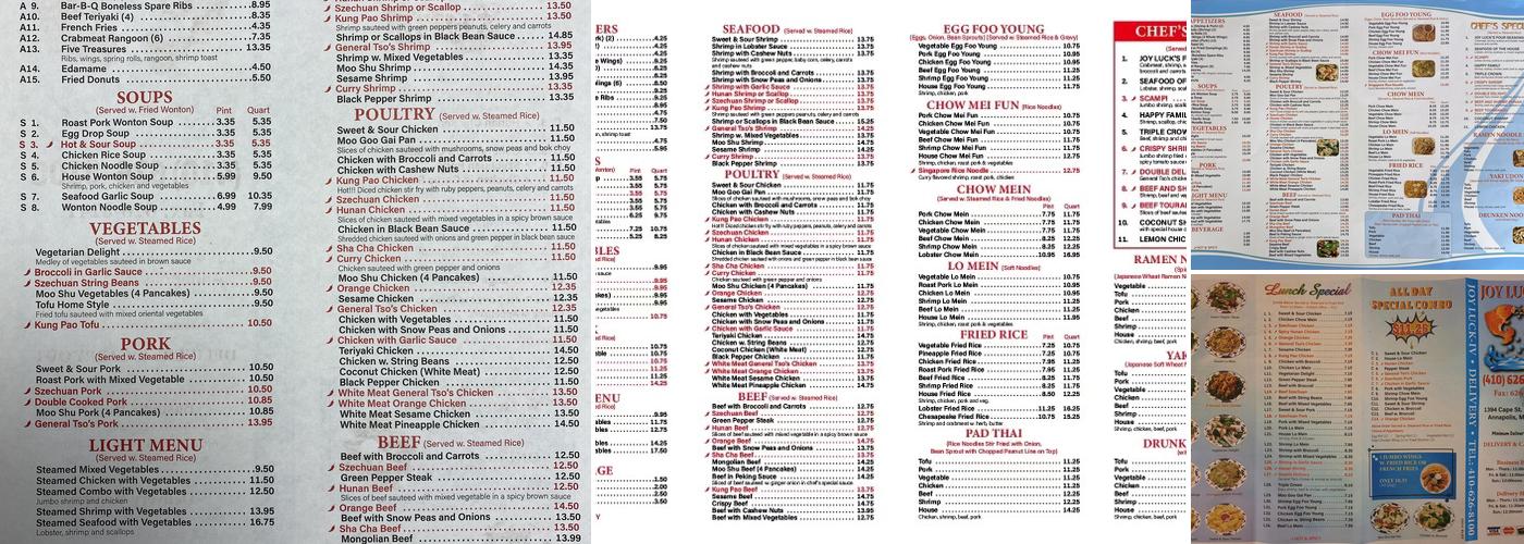 Joy Luck IV Delivery Inc Menu