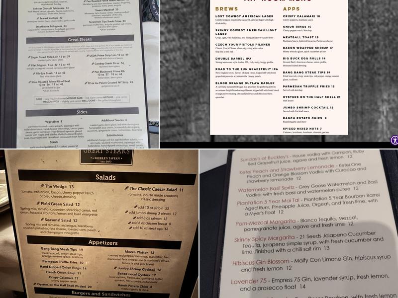 Buckley's Great Steaks Menu