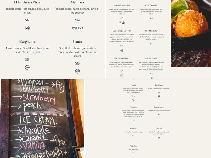 Ancora Pizzeria Menu