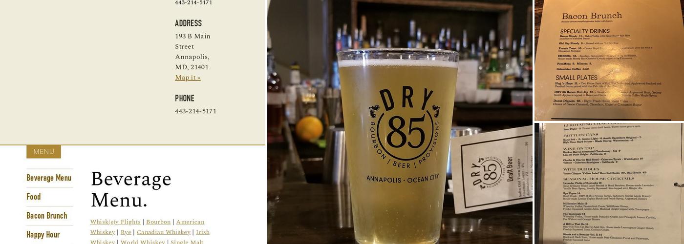 DRY 85 Menu