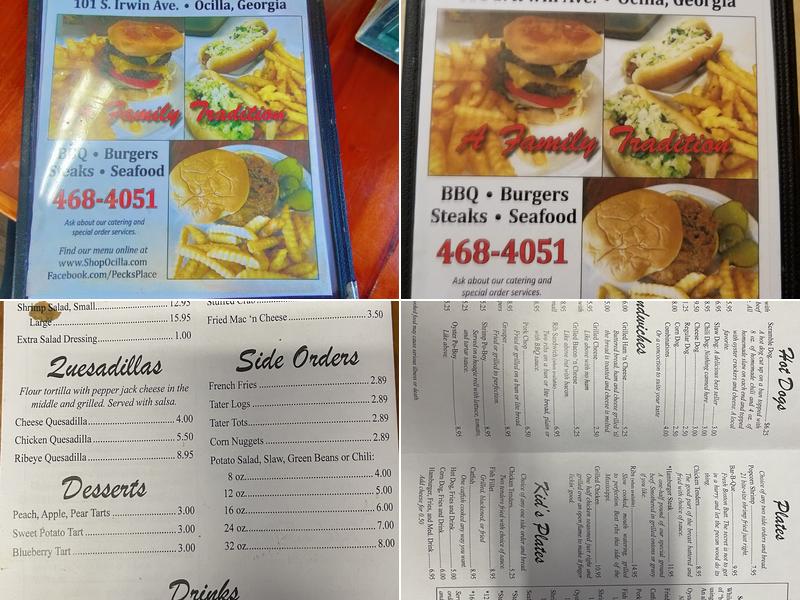 Peck's Place Menu